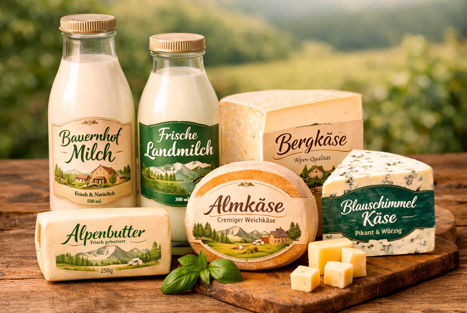 Milchprodukte-Etiketten