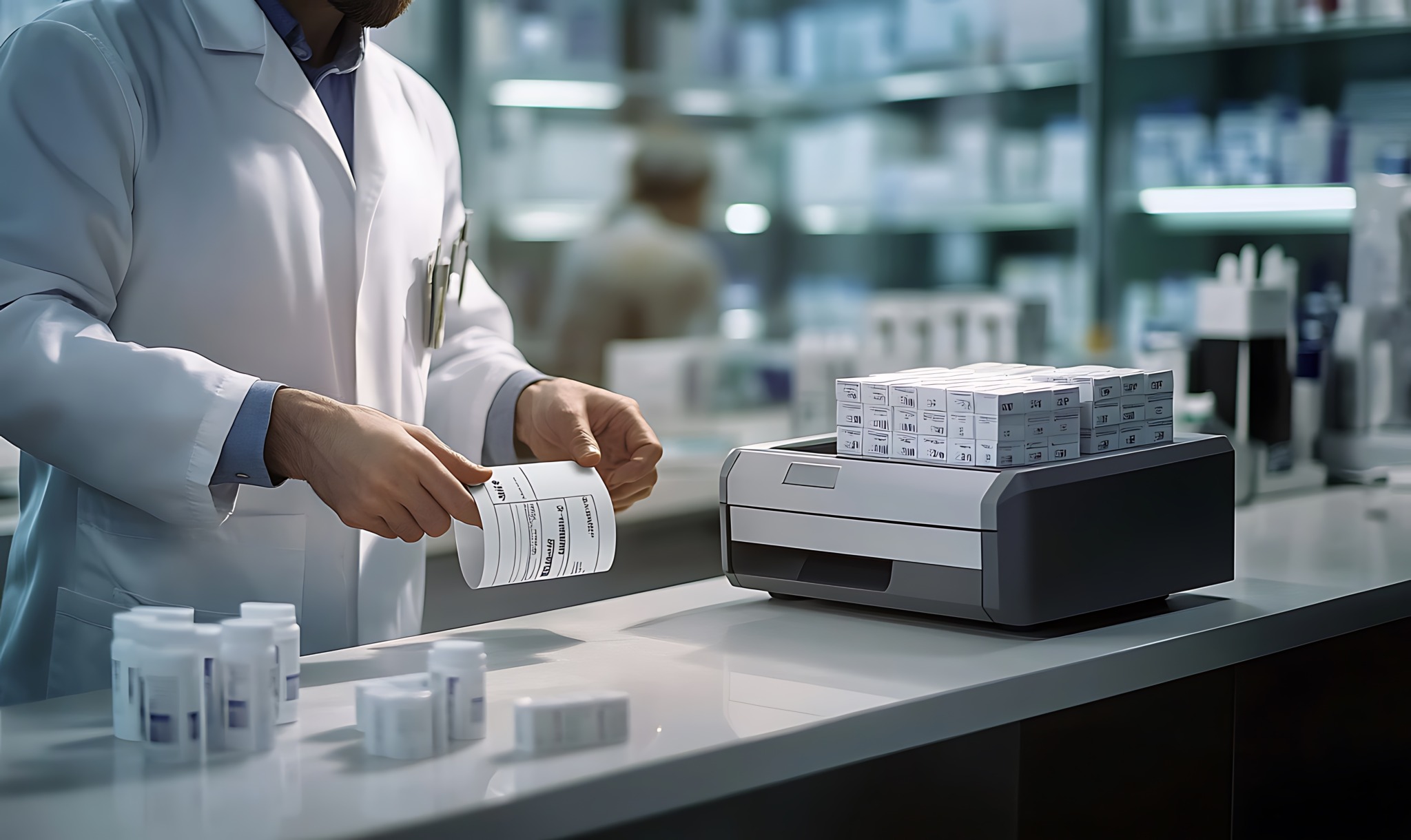 Etiketten für die Pharmaindustrie im Labor