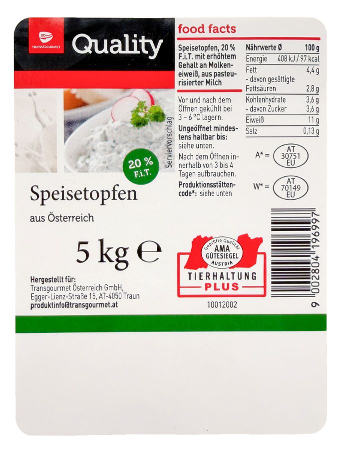 Speisetopfen-Etikett